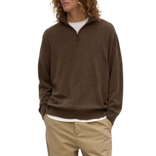Assembly Label Austin Wool Cashmere Half Zip Knit Sable Marle